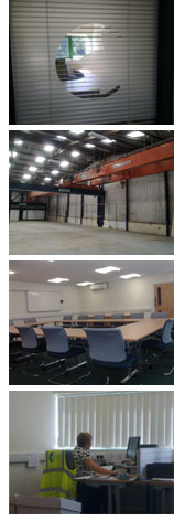 Frosted glass, crane, training room